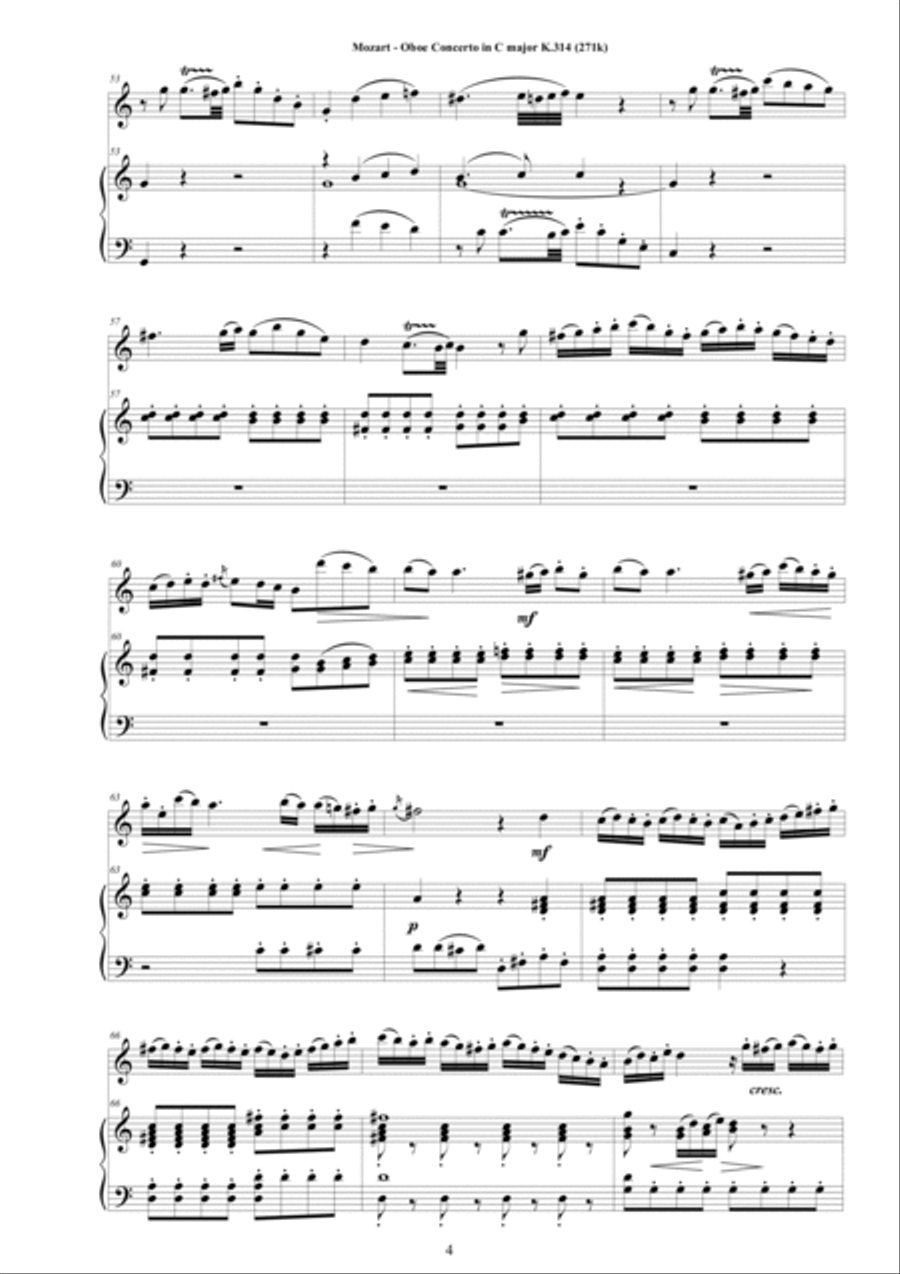 Mozart - Oboe Concerto in C major K.314(271k) for Oboe and Piano Piano scores gallery preview page 4