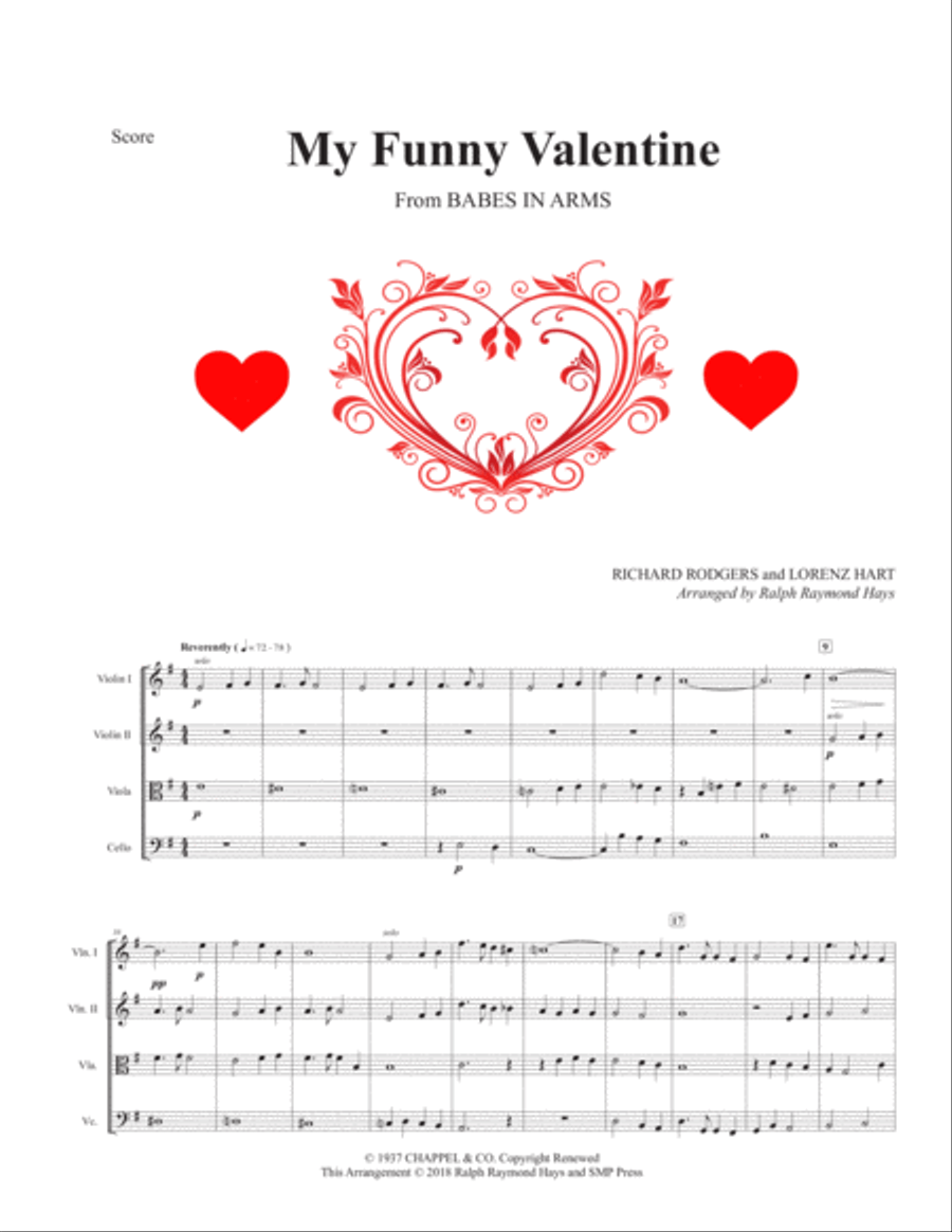 My Funny Valentine String Quartet scores gallery preview page 1