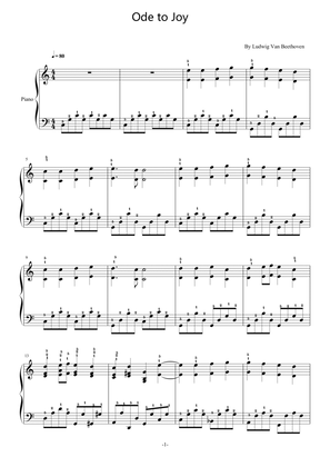 Ode to Joy,from Beethoven Symphony No.9,Easy Piano,with Fingering