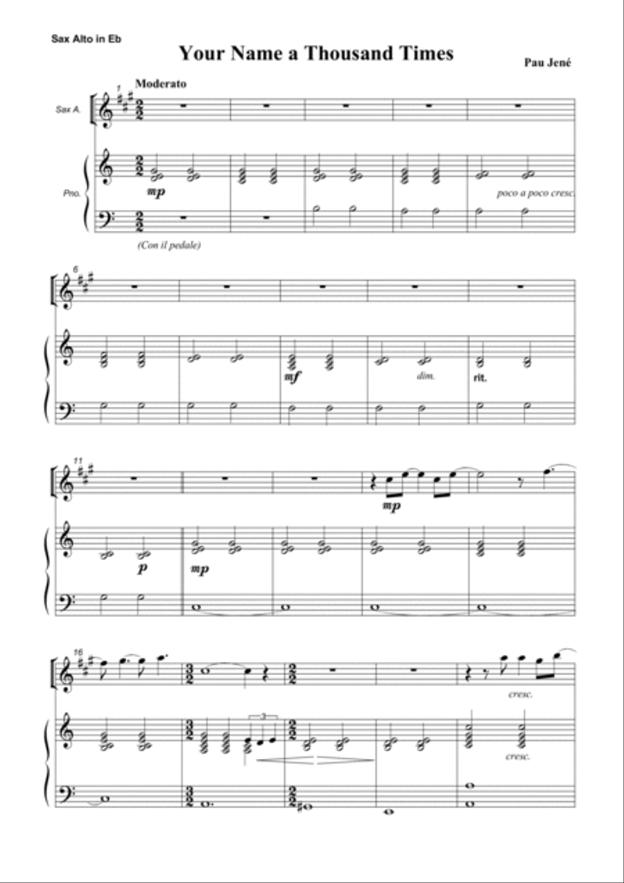 Your Name A Thousand Times Woodwind Duet scores gallery preview page 1