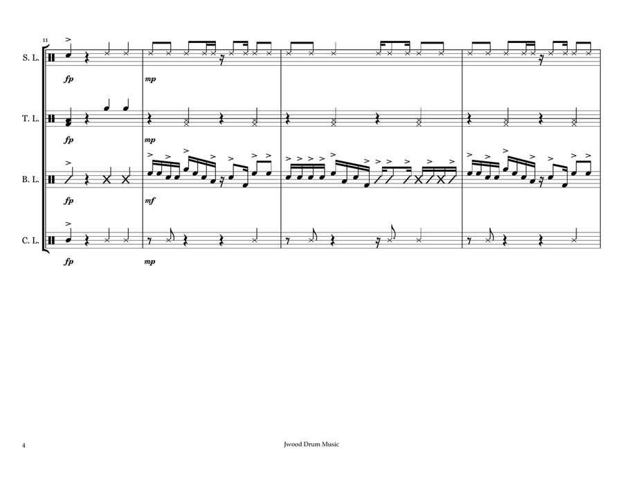 Slap (Drumline Cadence) Marching Band scores gallery preview page 4