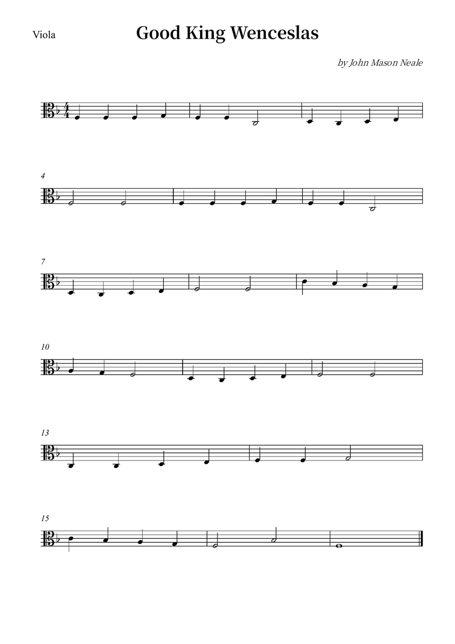 Good King Wenceslas Viola Solo scores gallery preview page 1