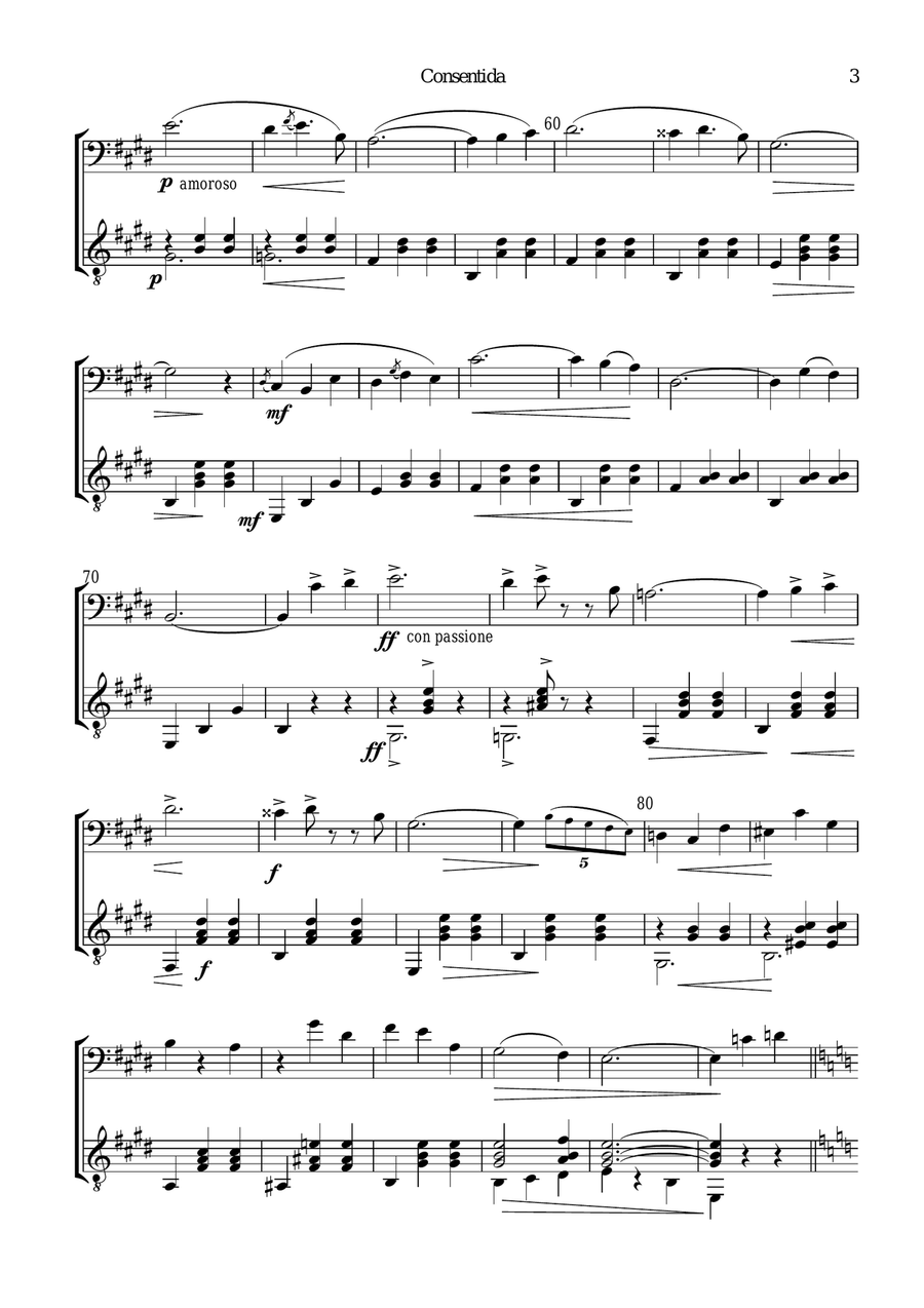 Consentida - Mexican Waltz for cello and guitar String Duet scores gallery preview page 3