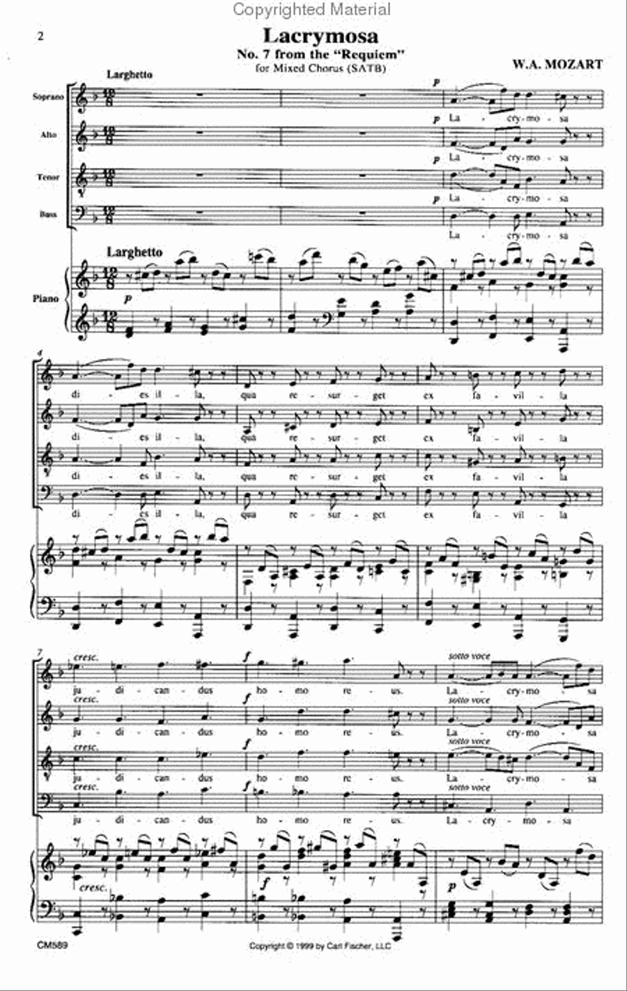 Lacrymosa Lacrymosa 4-Part scores gallery preview page 2