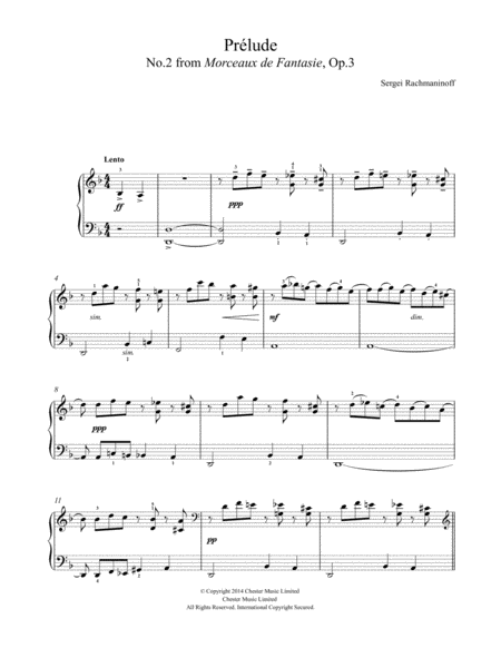 Prelude (No. 2 from Morceaux de Fantasie, Op. 3)