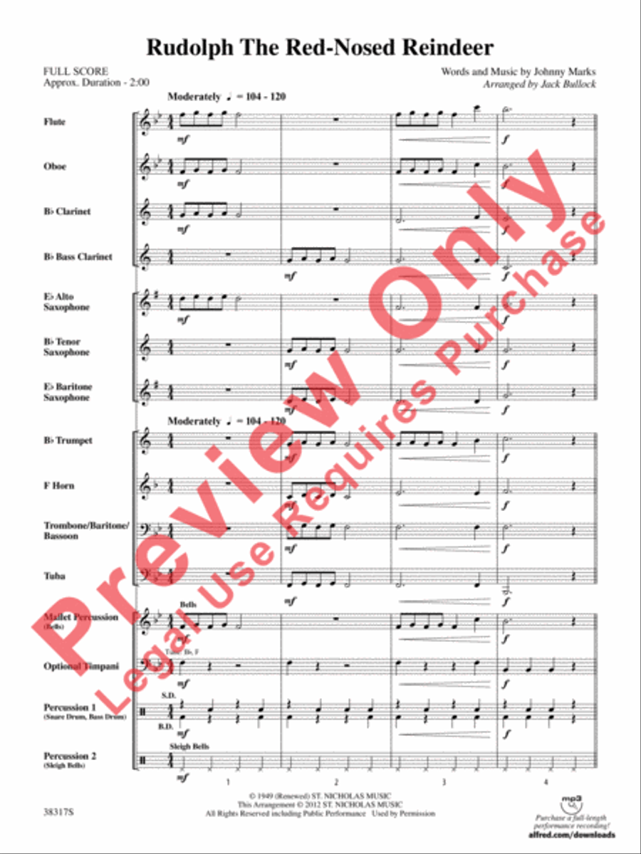 Rudolph the Red-Nosed Reindeer Concert Band scores gallery preview page 3