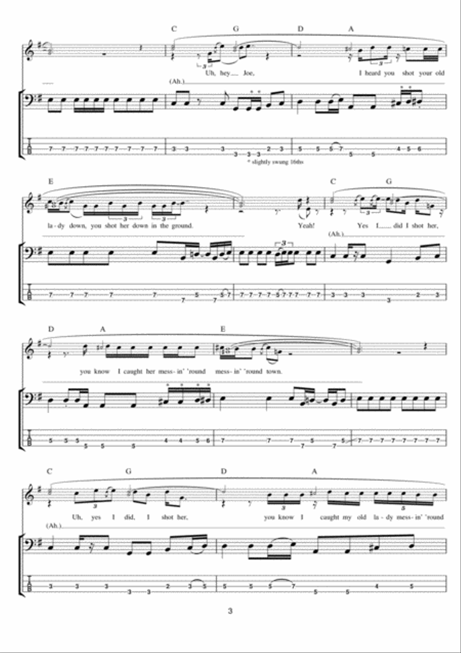 Hey Joe Guitar Tablature scores gallery preview page 3