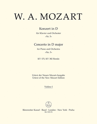 Book cover for Concerto for Piano and Orchestra, No. 5 D major, KV 175, KV 382 Rondo