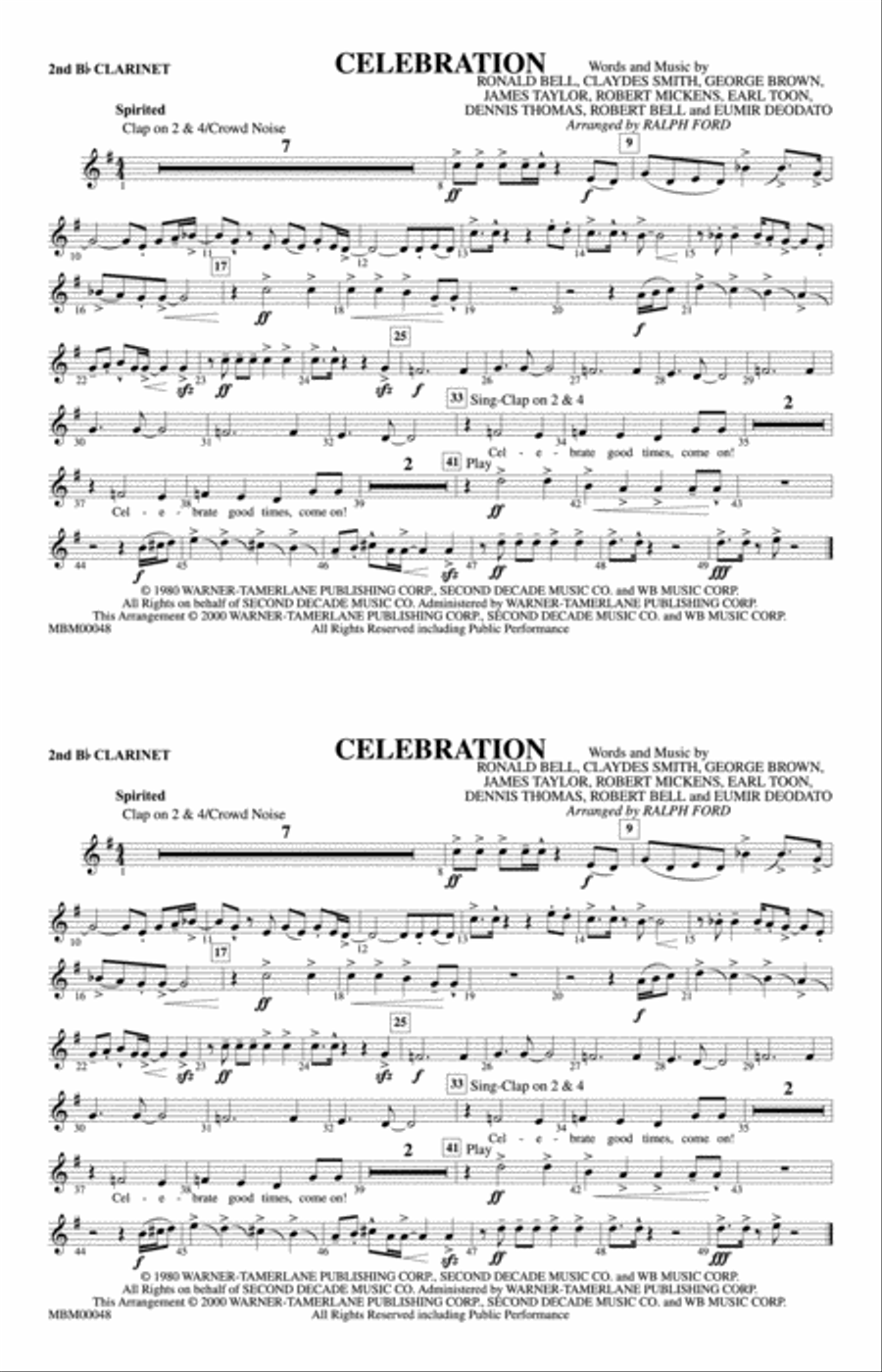 Celebration: 2nd B-flat Clarinet Marching Band scores gallery preview page 1