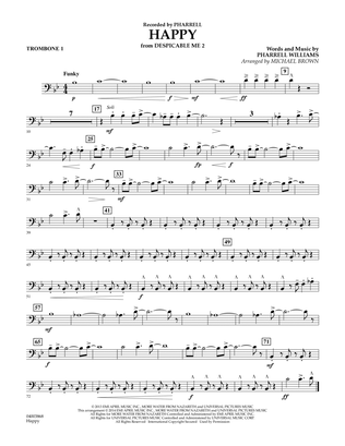 Book cover for Happy (from Despicable Me 2) (arr. Michael Brown) - Trombone 1