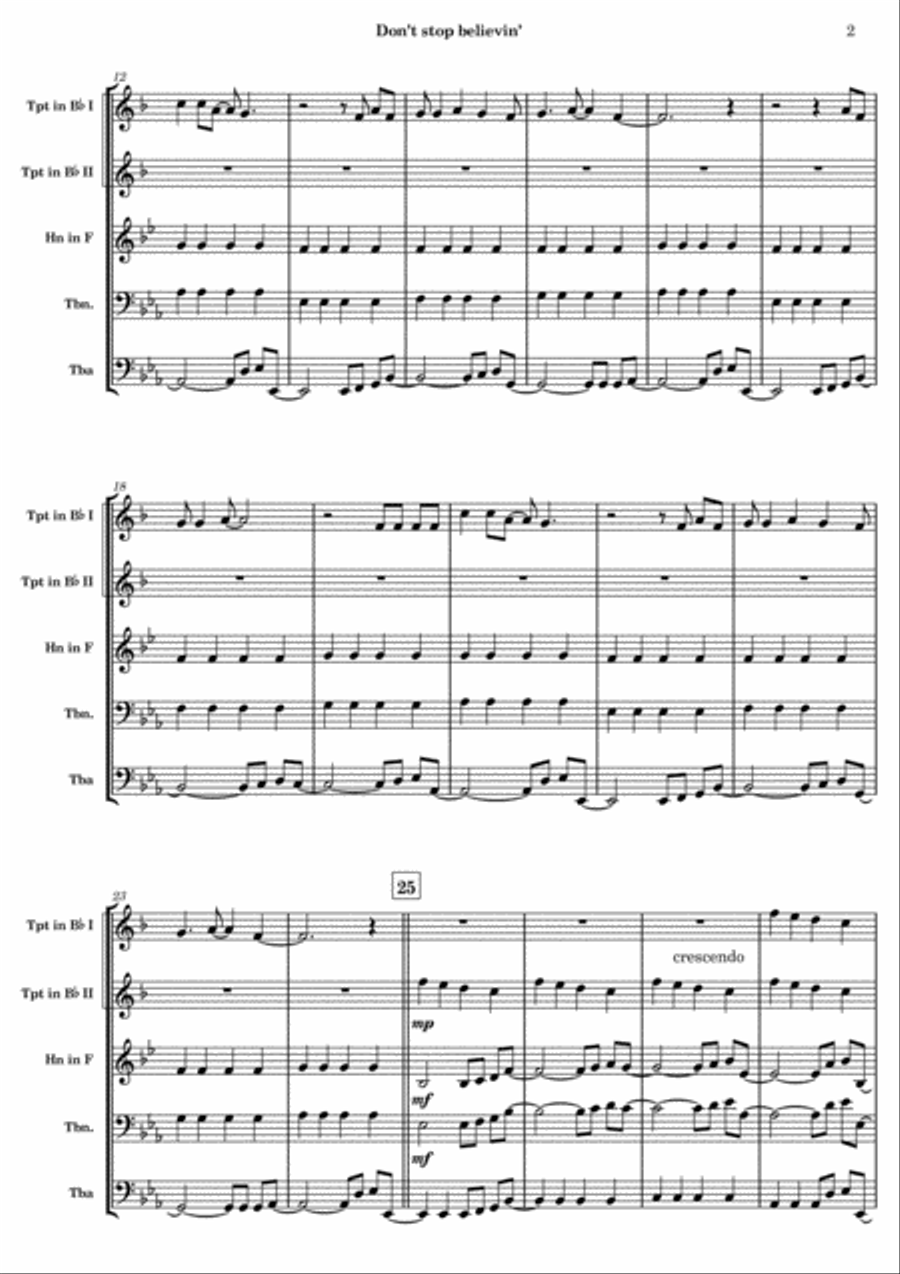 Don't Stop Believin' Don't Stop Believin' Brass Ensemble scores gallery preview page 2