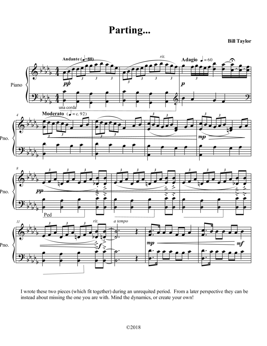Parting/Longing For You Parting/Longing For You Easy Piano scores gallery preview page 1