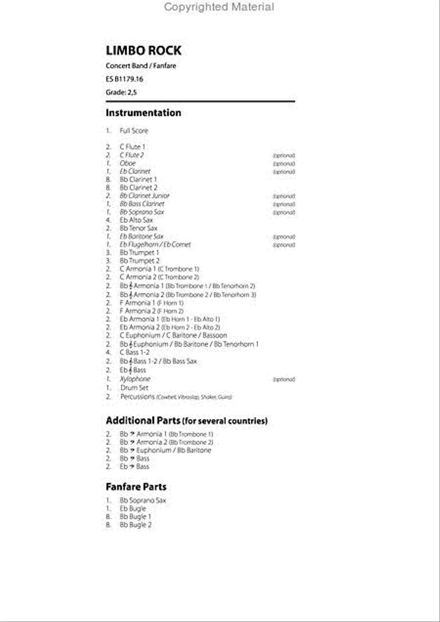Limbo Rock Concert Band scores gallery preview page 2