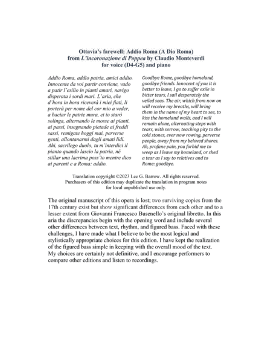 Addio Roma (A Dio Roma) Voice scores gallery preview page 2