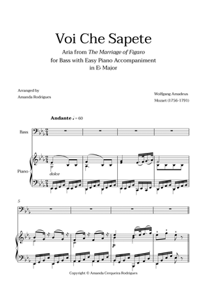 Voi Che Sapete from "The Marriage of Figaro" - Easy Bass and Piano Aria Duet in Eb Major