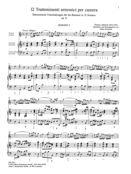 Trattenimenti armonici per camera, Sonatas 1-4