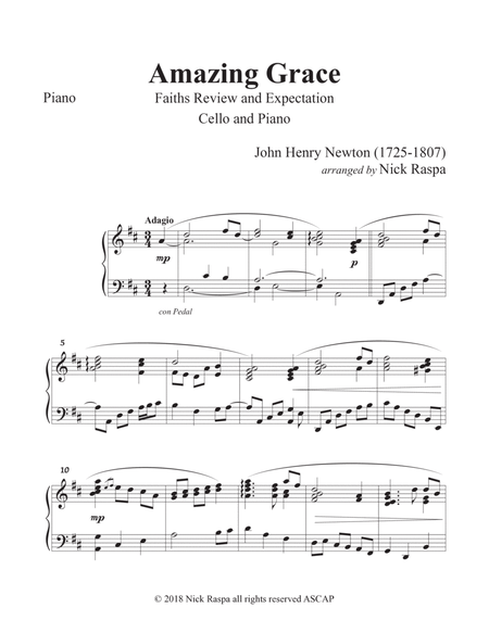 Amazing Grace (Cello & Piano) Piano part image number null