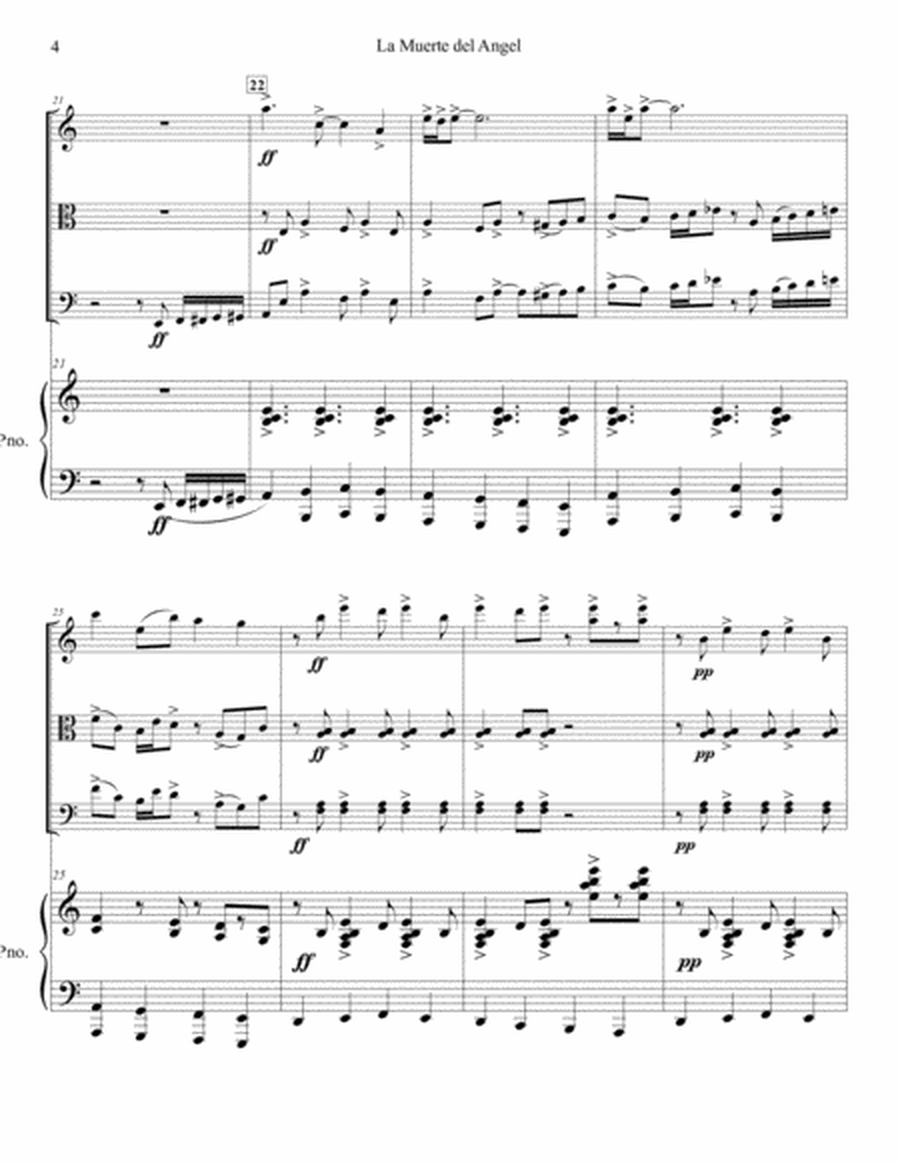 Astor Piazzolla - Tango "La Muerte del Angel" arr. for piano quartet (score)