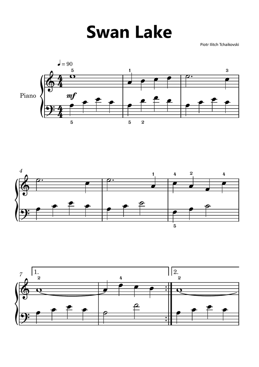 Swan Lake Piano Method scores gallery preview page 1