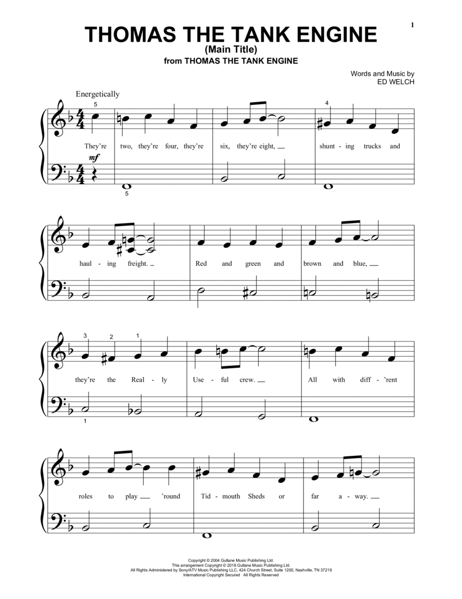 Thomas The Tank Engine (Main Title) Piano Solo scores gallery preview page 1