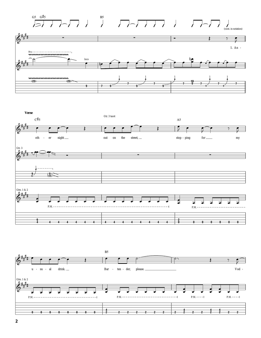 Somebody Put Something In My Drink Guitar Tablature scores gallery preview page 2