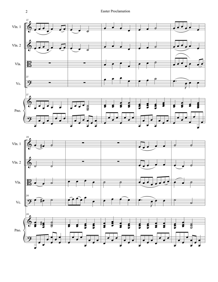 Easter Proclamation (The Risen Christ) (String Quartet and Piano) String Quartet scores gallery preview page 2