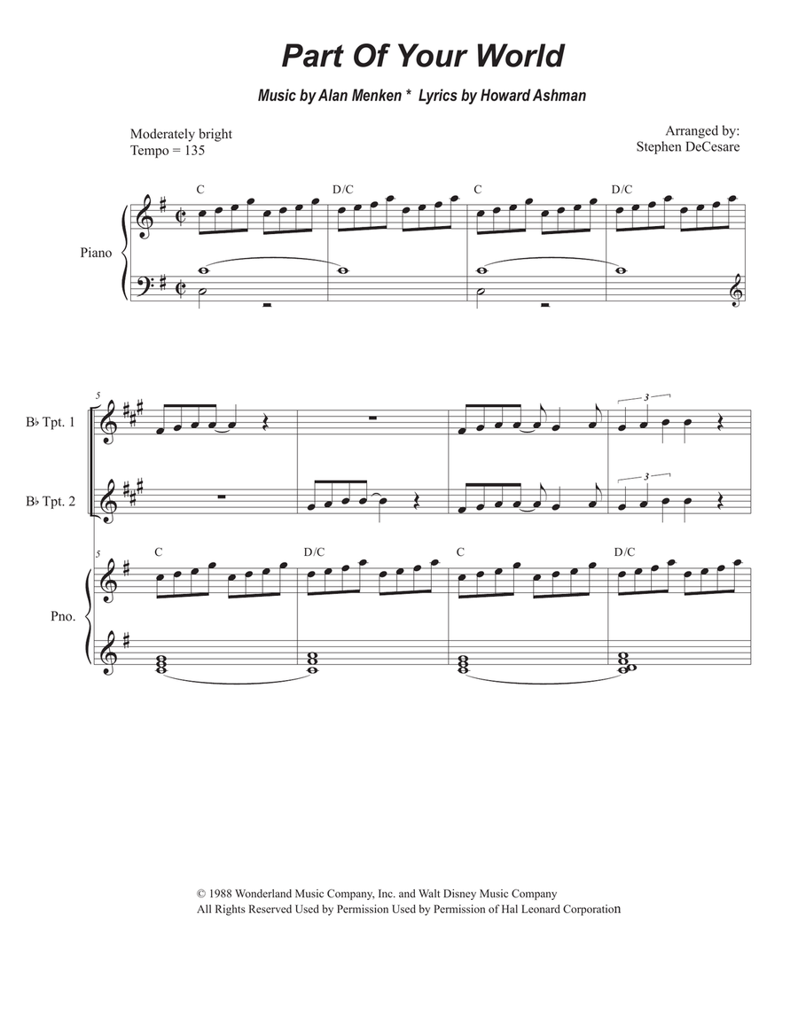 Part Of Your World Brass Ensemble scores gallery preview page 1