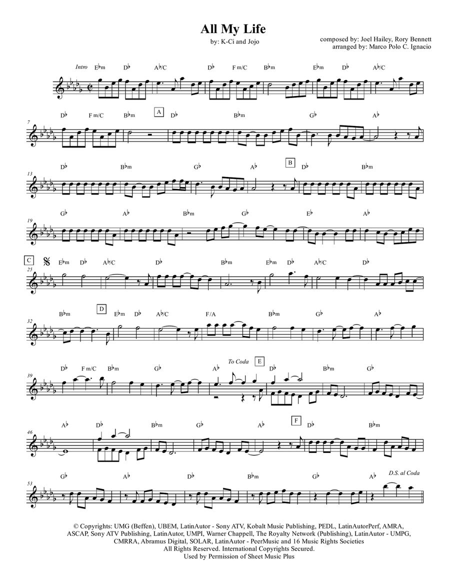 All My Life Piano scores gallery preview page 1