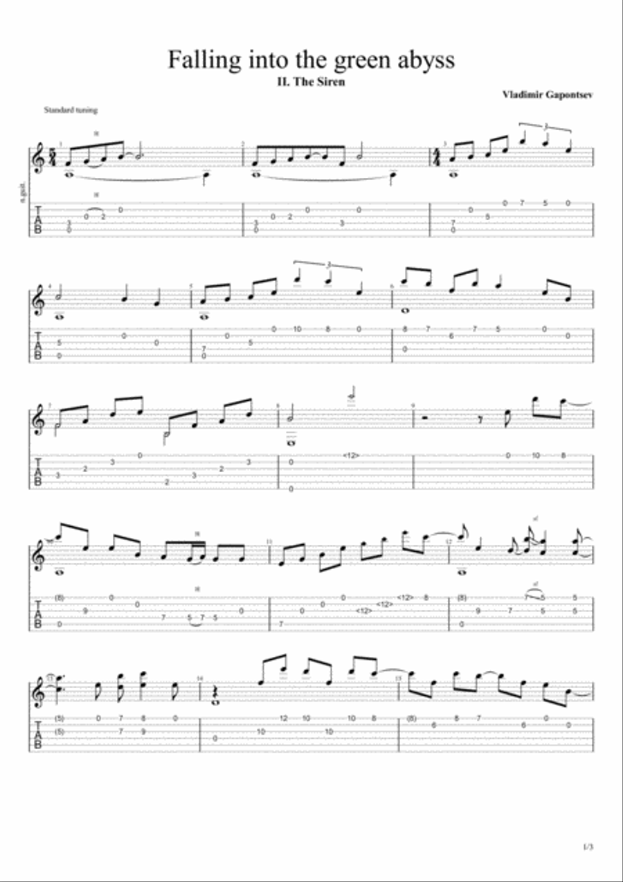 Falling into the green abyss - suite for guitar solo. Electric Guitar scores gallery preview page 4