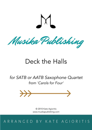 Book cover for Deck the Halls - Traditional Carol for SATB or AATB Saxophone Quartet