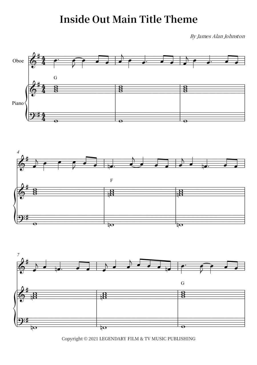 Inside Out Main Title Theme Piano scores gallery preview page 1