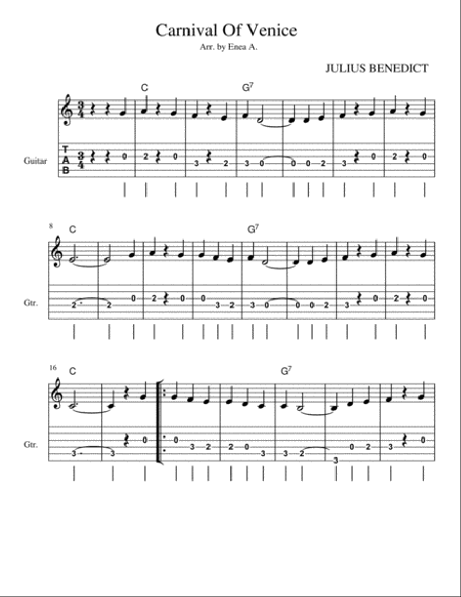 Carnival Of Venice Acoustic Guitar scores gallery preview page 1