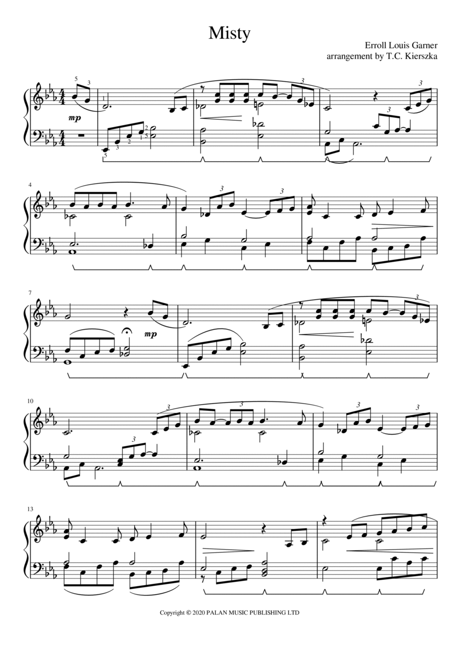 Misty Piano Solo scores gallery preview page 1