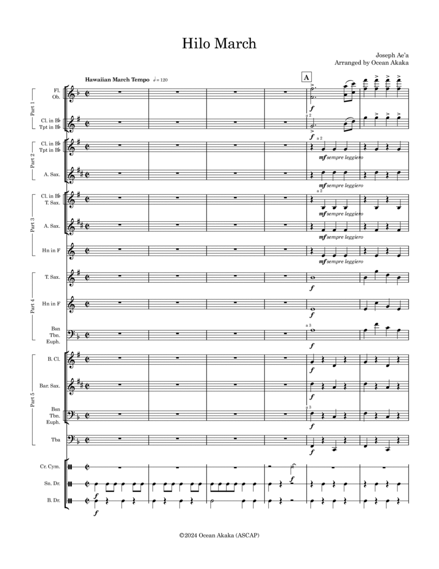 Hilo March Concert Band scores gallery preview page 1