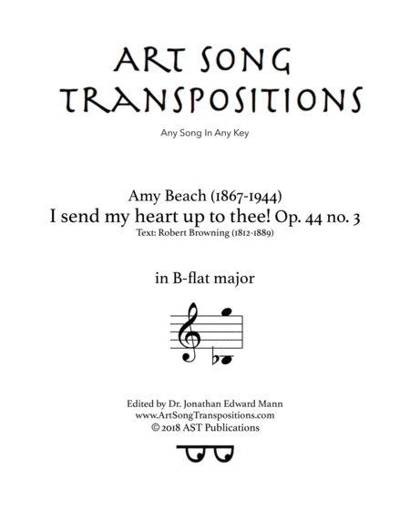 BEACH: I send my heart up to thee! Op. 44 no. 3 (transposed to B-flat major)