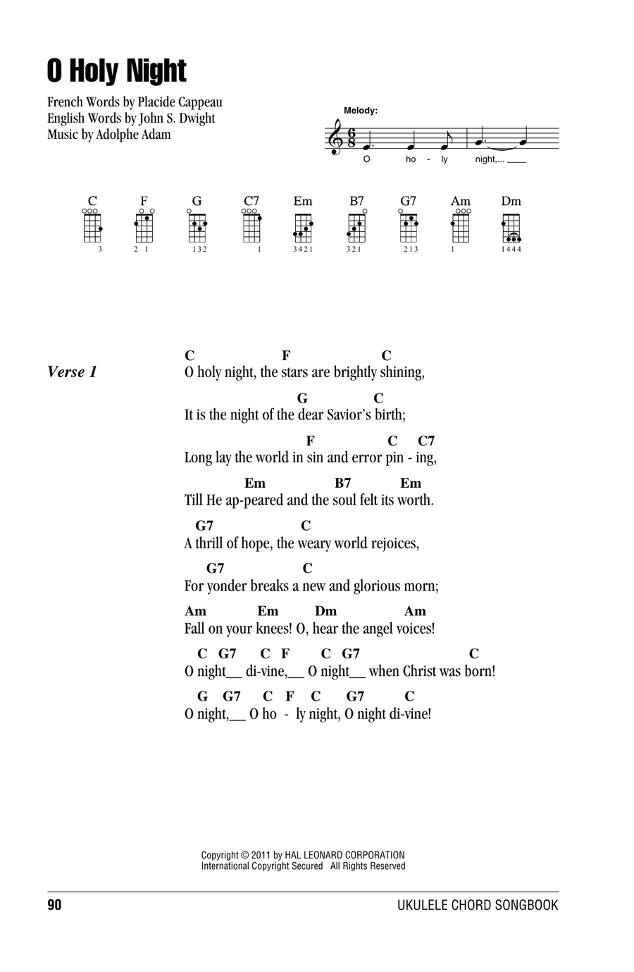 O Holy Night Ukulele scores gallery preview page 1
