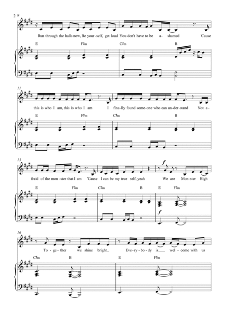 We Are Monster High Piano, Vocal, Guitar scores gallery preview page 2