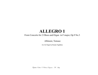 ALLEGRO 1 - From Concerto for 2 Oboes in F major, Op.9 No . 3 - Arr. for Organ 3 Staff