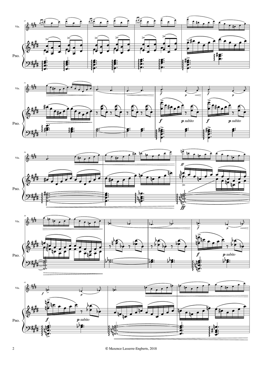 ''Morning Mood'' (from Peer Gynt) for violin and piano Violin Solo scores gallery preview page 2