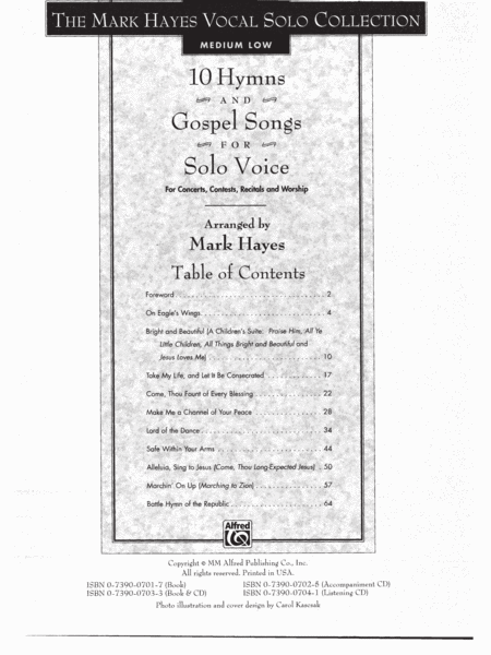 10 Hymns and Gospel Songs for Solo Voice - Medium Low (Book) image number null