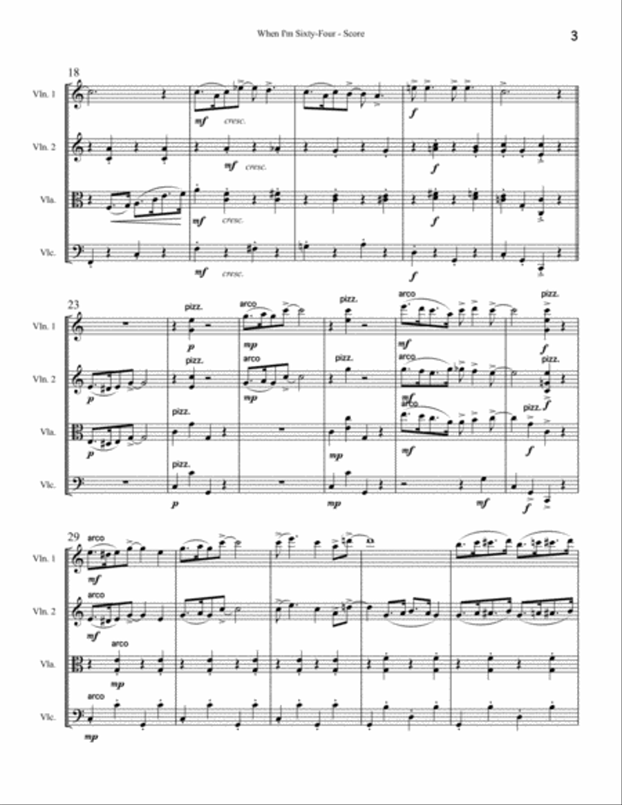 When I'm Sixty-Four String Quartet scores gallery preview page 3