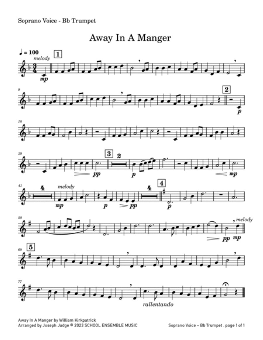 Away In A Manger for Brass Quartet in Schools Brass Quartet scores gallery preview page 6