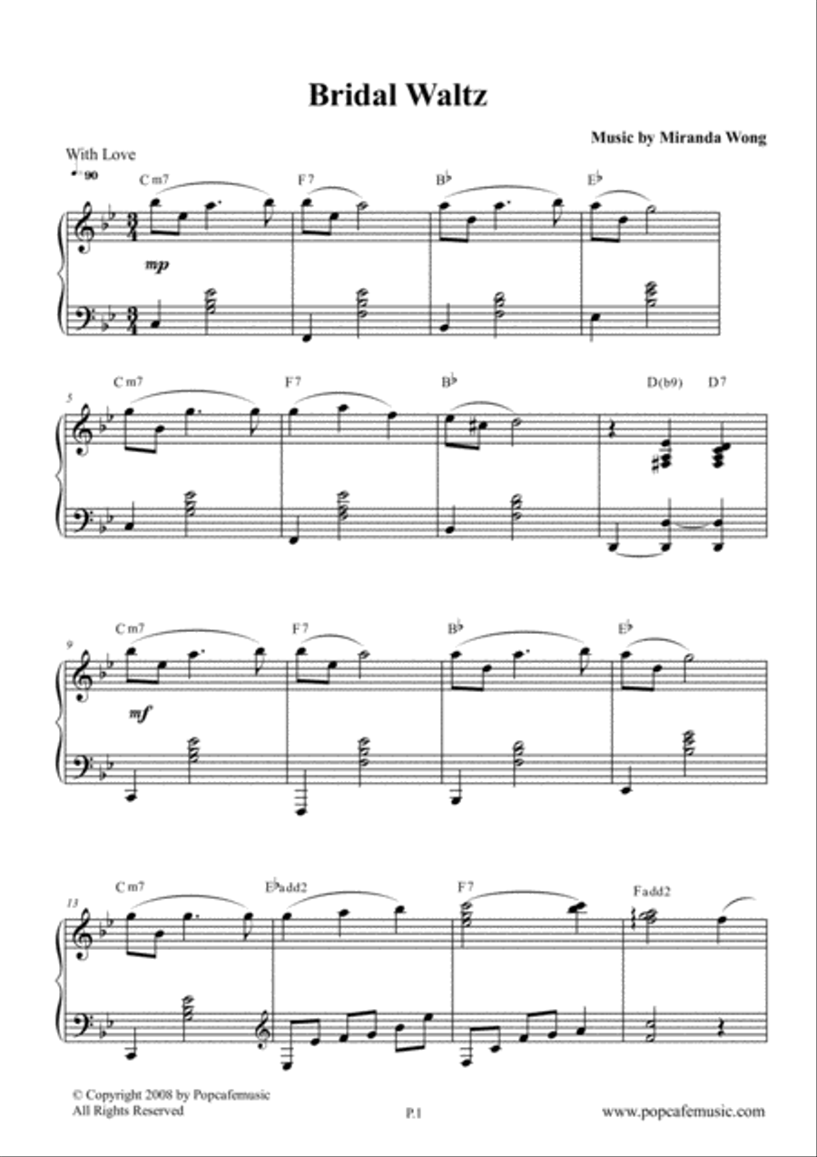 Bridal Waltz - Wedding Piano Music Easy Piano scores gallery preview page 2