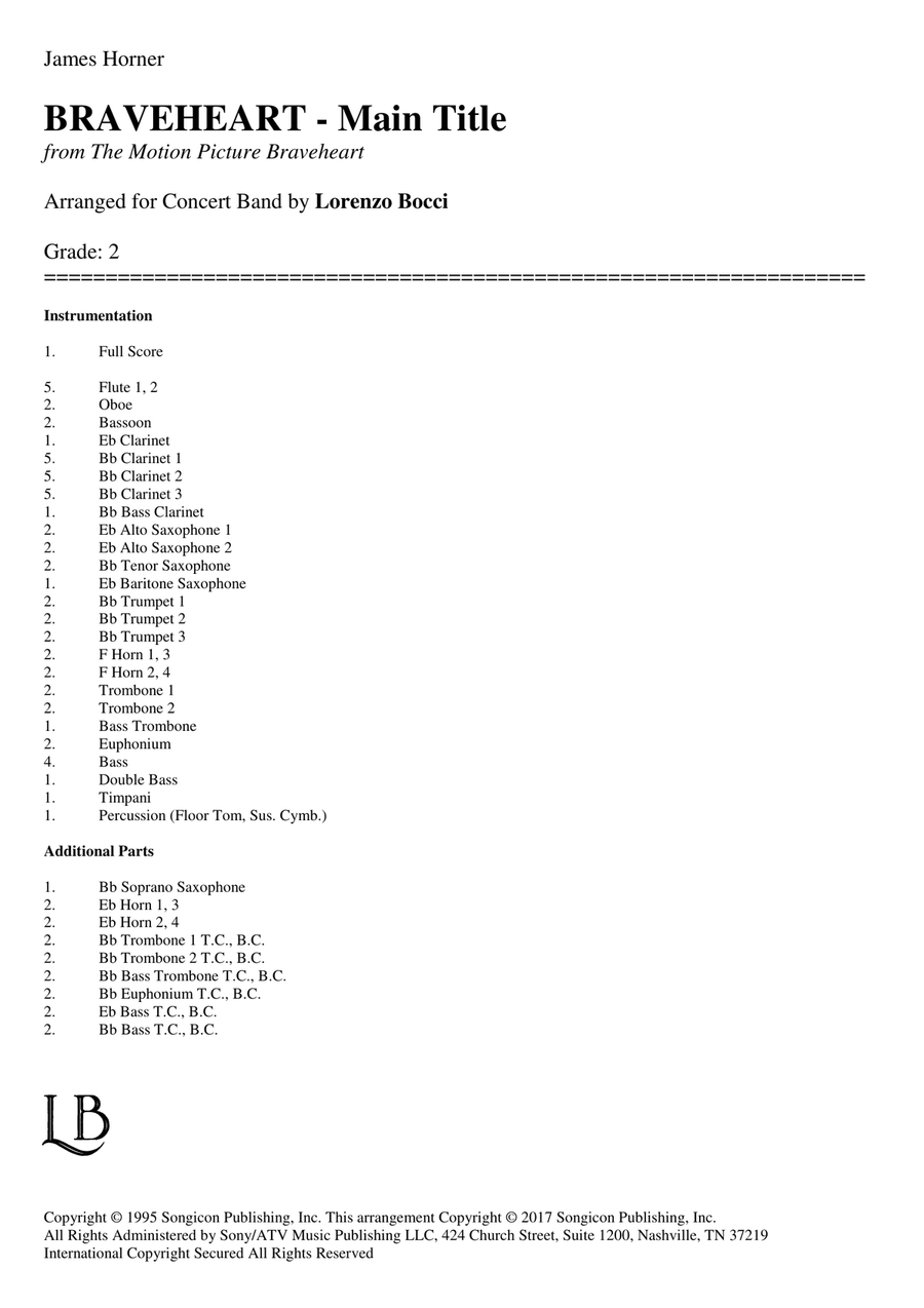 Braveheart - Main Title Concert Band scores gallery preview page 2