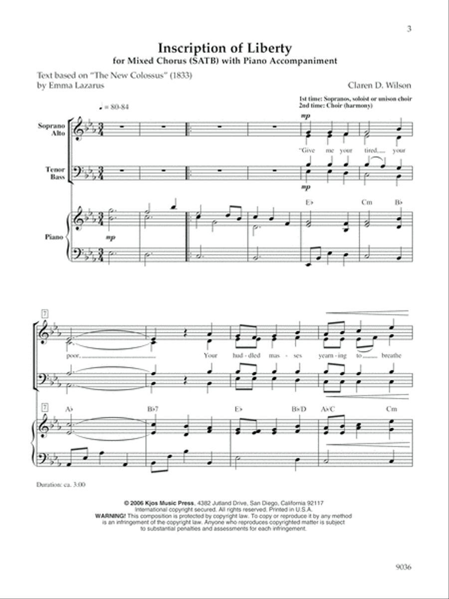 Inscription of Liberty Inscription of Liberty 4-Part scores gallery preview page 2