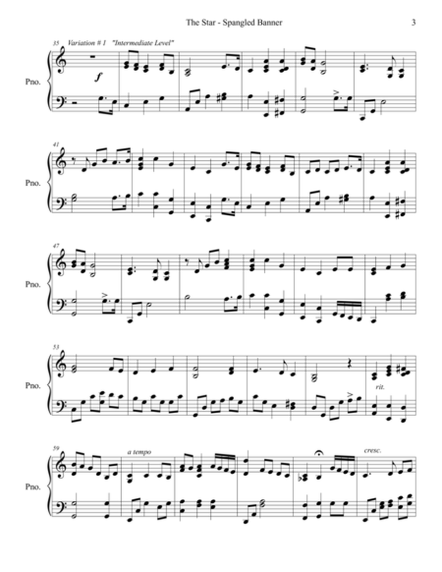 The Star-Spangled Banner Variations for PIANO Easy - Advanced