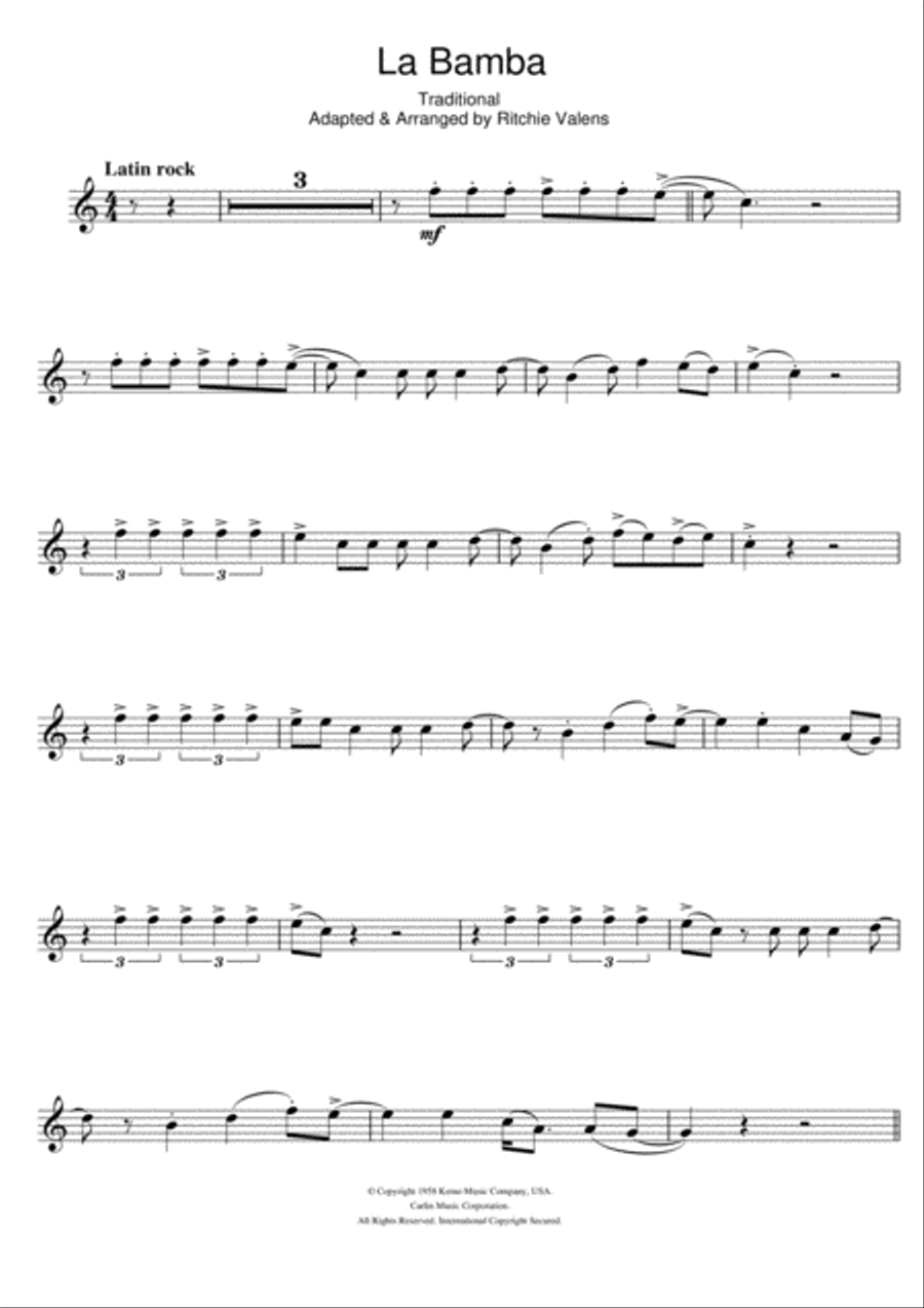 La Bamba La Bamba Flute Solo scores gallery preview page 1