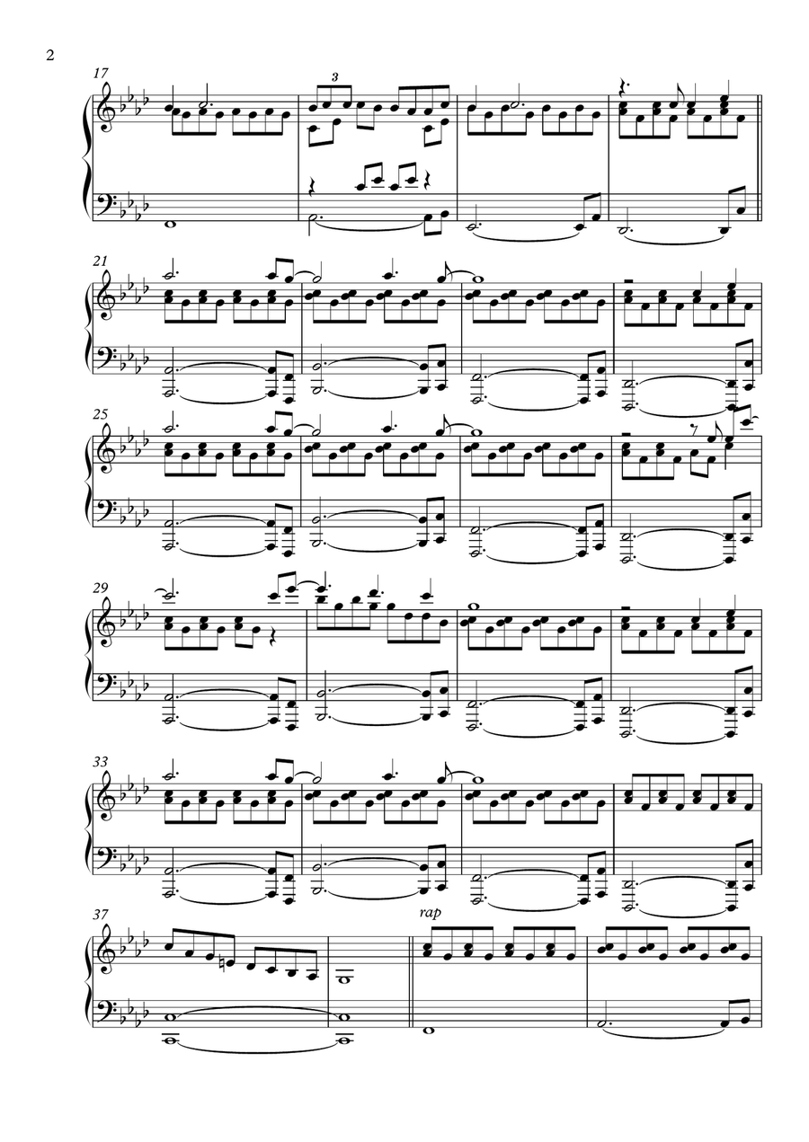 Let Me Down Piano Solo scores gallery preview page 2