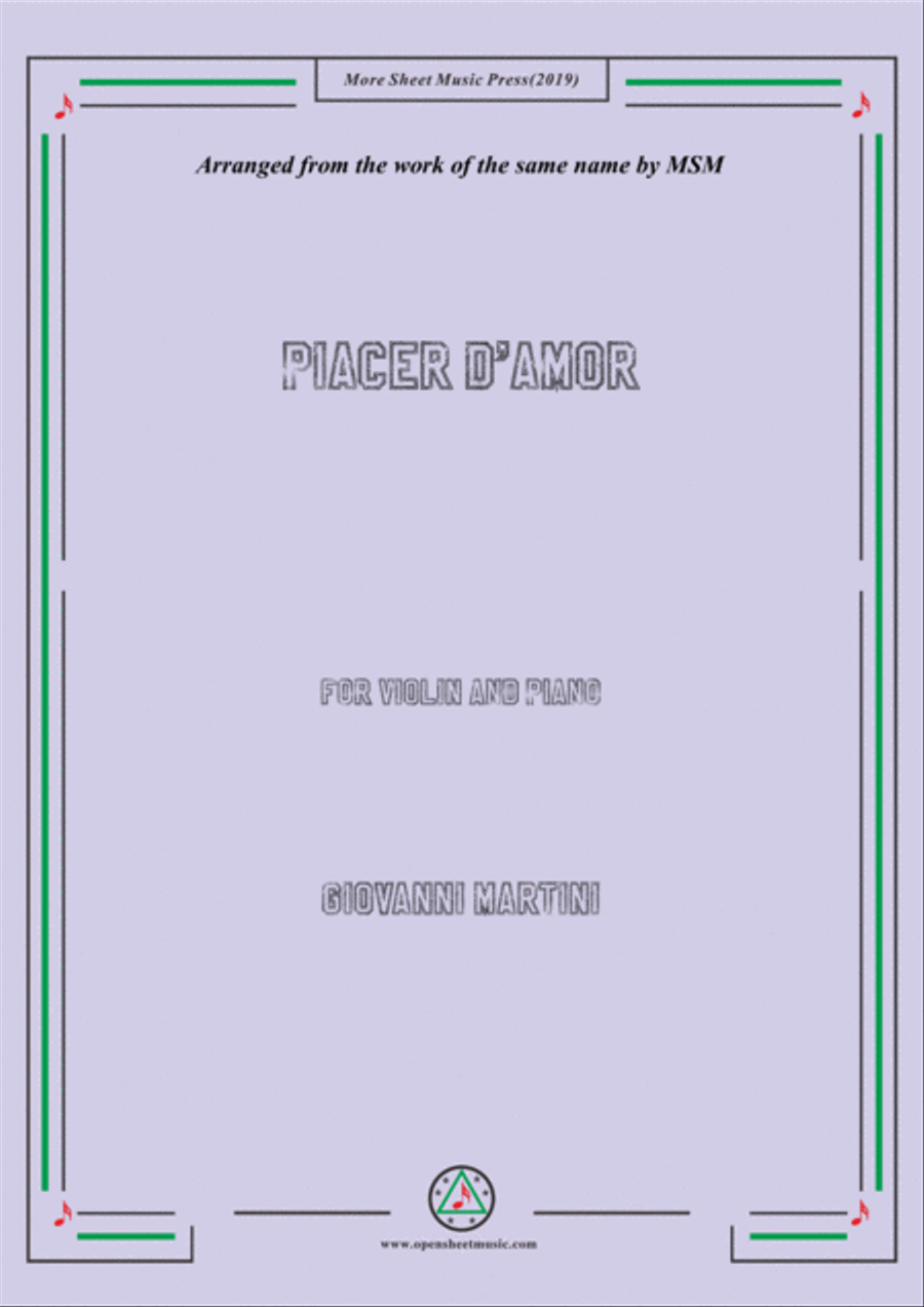Giovanni-Piacer d'amor,for Violin and Piano Violin Solo scores gallery preview page 1