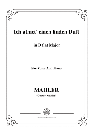 Book cover for Mahler-Ich atmet' einen linden Duft in D flat Major,for Voice and Piano